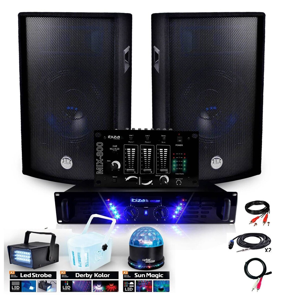 Pack Sono Ampli 480W + HP BMS-12 de 2x600W mix + PACK DERBY