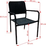 thumbnail of METRO Professional Silla apilable, acero / ratán PE, 60 x 56 x 83 cm, con reposabrazos, resistente a la intemperie, negro