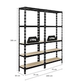 thumbnail of PROREGAL Mega Deal 2x Schwerlastregal APOLLO HxBxT 180x75x30 cm Fachlast 175kg Schwarz Kellerregal, Steckregal, Garagenregal, Lagerregal