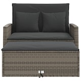 thumbnail of vidaXL Gartensofa 2-Sitzer mit Kissen Grau Poly Rattan
