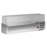 thumbnail of Pizzakühltisch - Pizzatisch mit 2 Türen inkl. Glaskühlaufsatzvitrine für 1/3 GN Behälter - IDEAL schwarze Granitarbeitsplatte