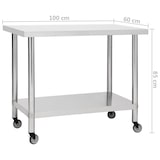 thumbnail of DELUKE® Edelstahl Arbeitstisch mit Rollen BEWO 100x60x85cm, Edelstahl Gastro-Tischwagen Arbeitsfläche Gastro-Küchentisch Servierwagen mobil