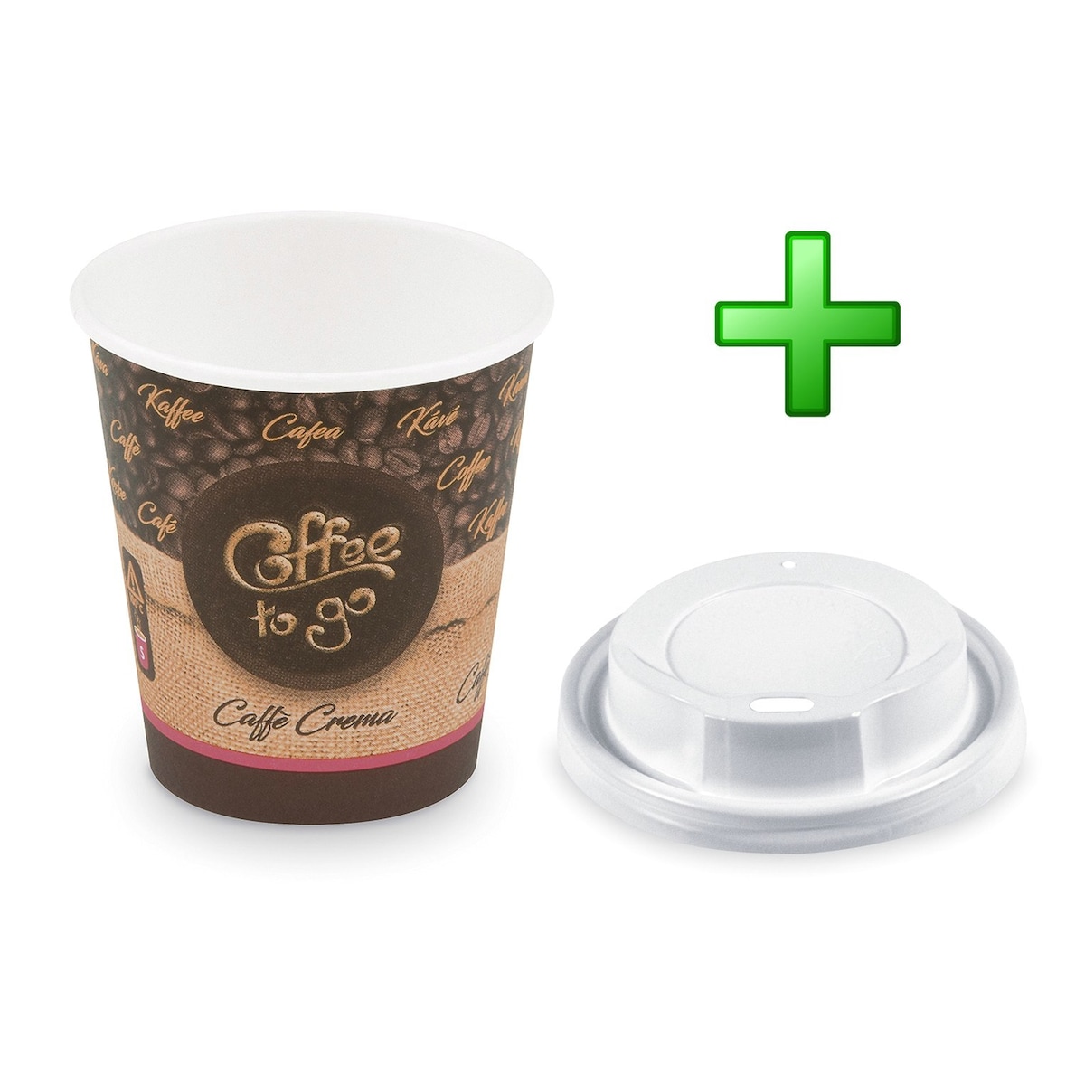 100x Kaffeebecher S 'Coffee To Go' Caffe Crema mit Trinkdeckel 150ml 200ml