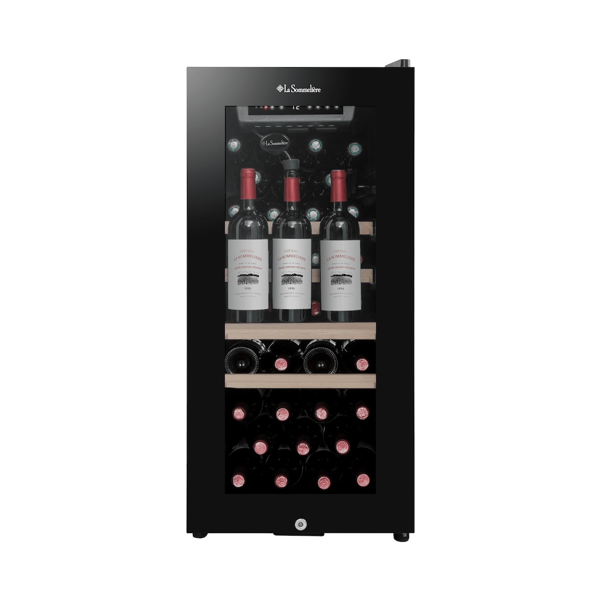 LS38BLACK Cave de mise à température 38 bouteilles avec pompe à vide d'air intégrée, La Sommelière