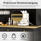 thumbnail of Merax Buffetkast 120 x 40 x 191 cm, hoge vitrinekast met glazen deuren, barvak, glashouder, stopcontacten, USB-A en USB-C, zwart