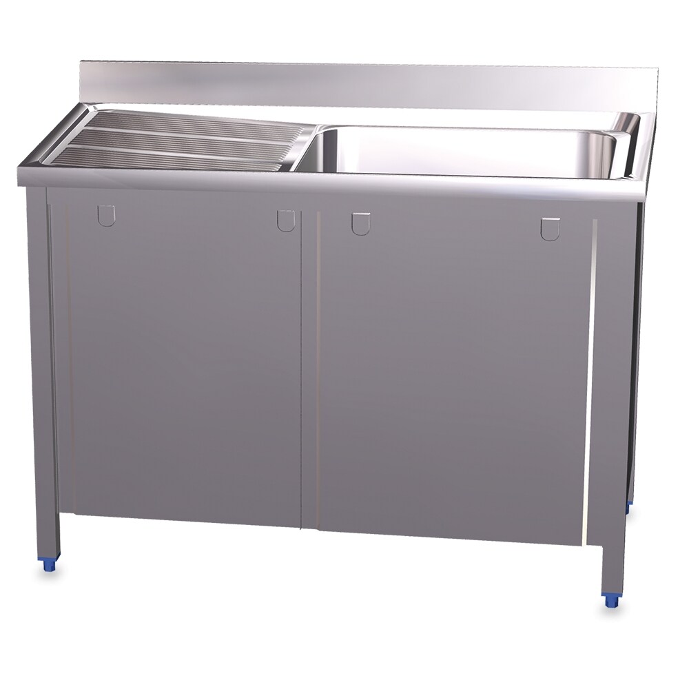 Fregadero con puertas correderas o abatibles de una cubeta a la derecha