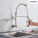 thumbnail of Björn|Catering Grifo monomando de pared agua fría plata|grifo cocina profesional acero inoxidable dos duchas|grifo fregadero doble pared restaurante