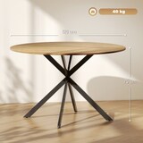 thumbnail of Standard-Esstisch rund Holz Eichefarben mit schwarzen Stahlbeinen, Ø120x75 cm, Industriestil, kratzfeste Melaminoberfläche