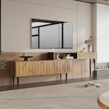 thumbnail of Merax Lowboard mit Tischplatte in Marmoroptik und Metallbeine, TV-Schrank stapelbar, TV-Board Länge verstellbar, Bis 200cm, Natur