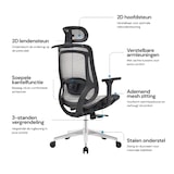 thumbnail of OfficeSense OS150 Ergonomische Bureaustoel – Mesh Office Chair – 4D Armleuningen – Verstelbare Zitdiepte – NEN1335 – Hoofdsteun – Grijs