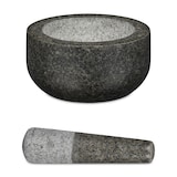 thumbnail of Relaxdays Granit Mörser mit Stößel, robust & langlebig, Gewürze, Kräuter, polierter Steinmörser, Ø 16 cm, 400 ml, grau