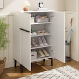 thumbnail of Schuhschrank 60x35x95 cm Weiß+Schwarz mit Doppeltüren verstellbaren Einlegeböden und erhöhtem Untergestell platzsparend für Flur