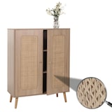 thumbnail of Highboard HWC-M38, Kommode Schrank Sideboard, Staufächer, Kubu Rattan Holz 106x80x41cm ~ Eiche-Optik