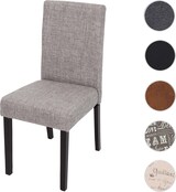 thumbnail of Esszimmerstuhl klassisch und zeitlos | HxBxT 90x43x56cm | Sitzhöhe 45cm | Stoff/Textil | dunkle Beine | Schriftzug Grau | Küchenstuhl Stuhl