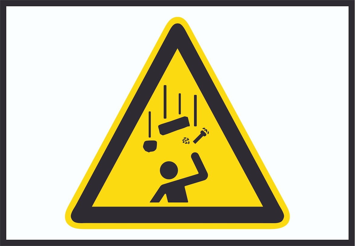 Achtung Herabfallende Gegenstände Symbol A0 Rückseite selbstklebend Schild