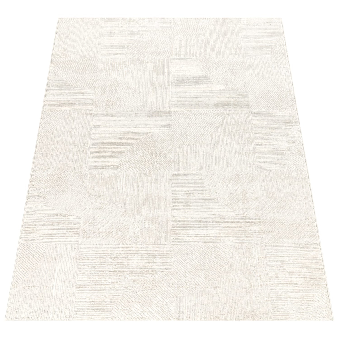 Teppich Kurzflor meliert Wohnzimmer schmutzabweisend Creme Rechteckig 120x170 | 100% Polyester, Rücken aus Baumwolle | Florhöhe: 9 mm | pflegeleicht