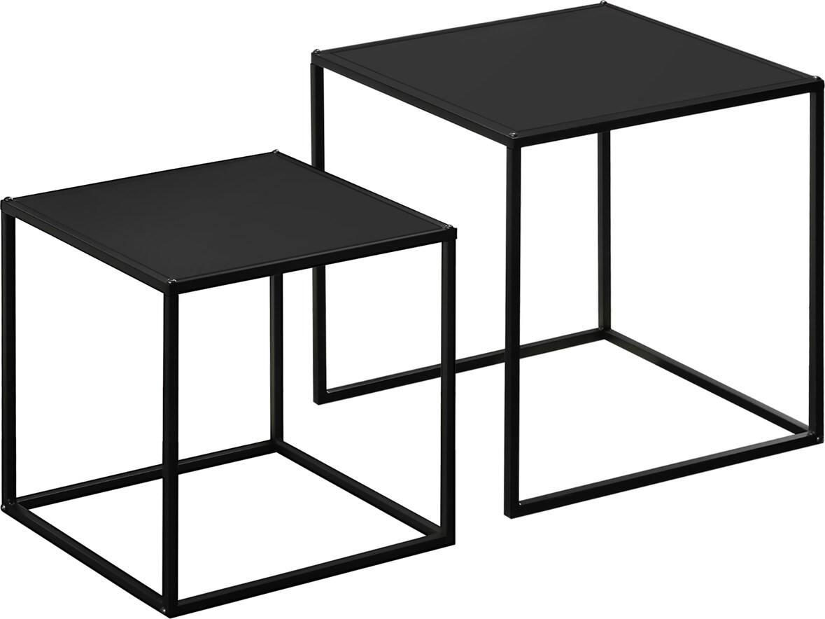 Couchtisch Set 2er Stahl Schwarz 40x40x40  quadratische Tischplatten modern vielseitig kombinierbar stabile Konstruktion bis 10 kg je Tisch