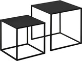 thumbnail of Couchtisch Set 2er Stahl Schwarz 40x40x40  quadratische Tischplatten modern vielseitig kombinierbar stabile Konstruktion bis 10 kg je Tisch