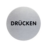 thumbnail of Türschild, Drücken, Edelstahl, Ø 65 mm