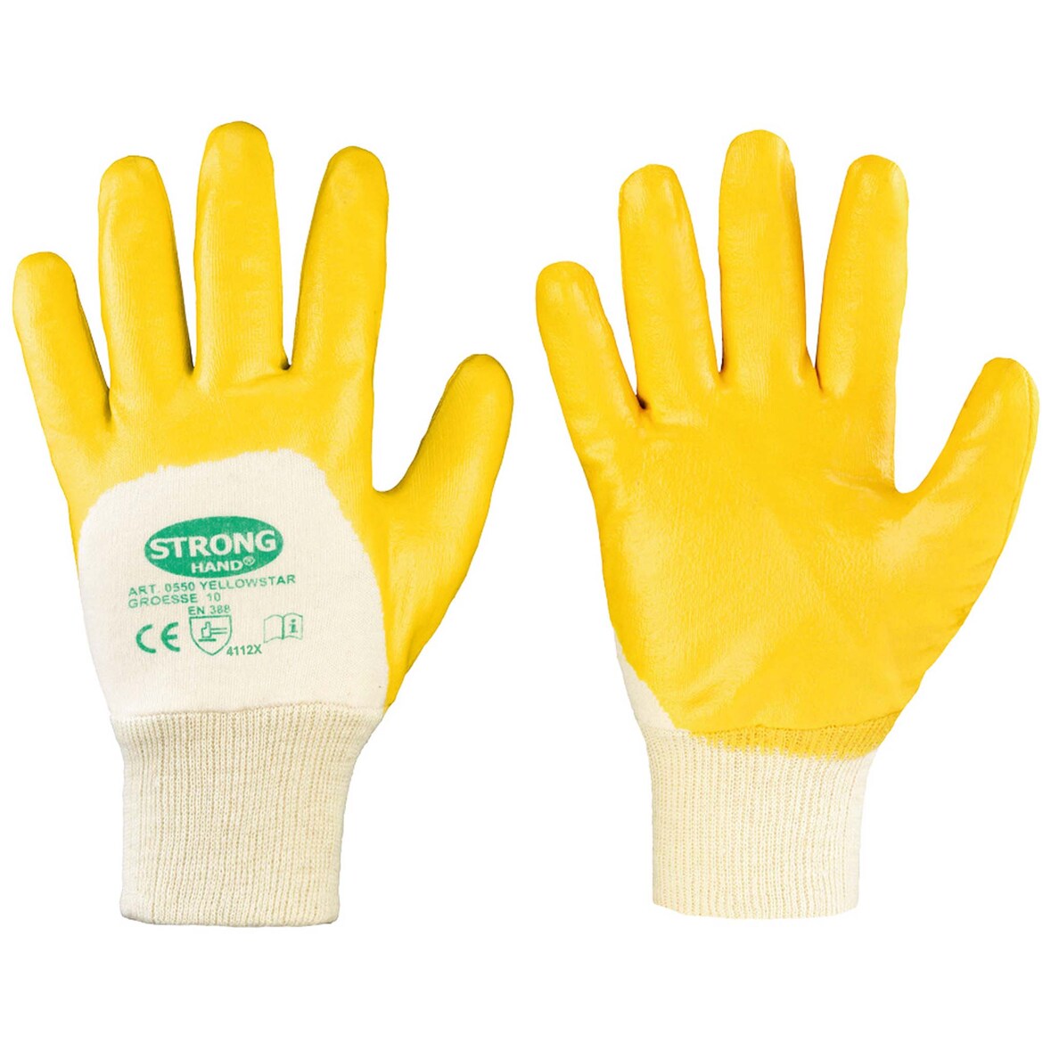*YELLOWSTAR* STRONGHAND® HANDSCHUHE Nitril Arbeitshandschuh beschichtet gelb 0550 - Größe 9 (L)