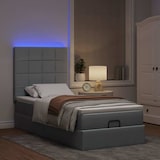 thumbnail of vidaXL Ottoman-Bett mit Matratze & LEDs Hellgrau 90x190 cm Stoff