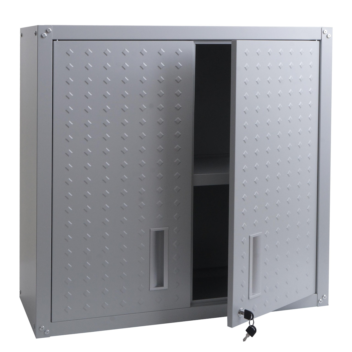 Armario de pared HWC-O52, armario de pared, acero con cerradura 77x77x31cm ~ gris claro