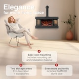 thumbnail of KAMINIO Elektrokamin LIZ mit Ofenrohr - Elektrischer Wandkamin mit Heizung, 3D-Flammeneffekt, LED-Ambientelicht, Fernbedienung - Schwarz