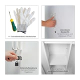 thumbnail of PROREGAL Putzmittelschrank RHINO Metall 2 Türen abschließbar Besenschrank schmal 170x70x30cm 5 Fächern & Kleiderstange Stahl Weiß Putzschrank