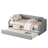 thumbnail of Gepolstertes Tagesbett 90x200 mit Rollbett Ausziehbar Zusatzbett für Gästezimmer Wohnzimmer Stilvoller Komfort Grau