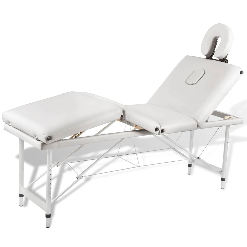 Helloshop26 - Klappbare Massageliege mit 4 Zonen und cremeweißem Edelstahlrahmen 02_0001877