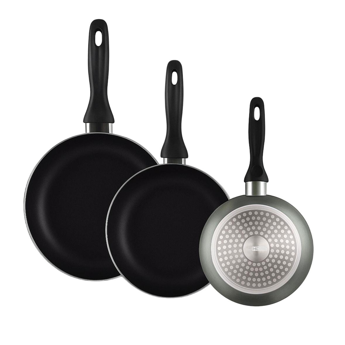WellHome - Set de 3 Sartenes Ø16/20/24cm de Aluminio prensado en Gris metalizado