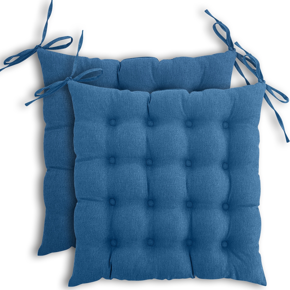 2er Set Sitzkissen Stuhlkissen 40x40 OEKO-TEX  - türkis blau Sitzauflage Bank Polster Sitzpolster mit Bändern / Schleife, Indoor / Outdoor