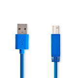thumbnail of Nedis USB-Kabel - USB 3.2 Gen 1 - USB-A Stecker - USB-B Stecker - 5 Gbps - Vernickelt - 3.00 m - Rund - PVC - Blau - Umschlag