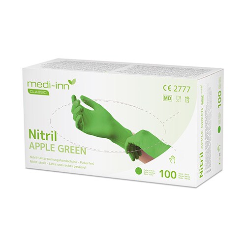 100 `Medi-Inn Classic` Handschuhe, Nitril puderfrei apfelgrün `Nitril Apple Green` Größe M
