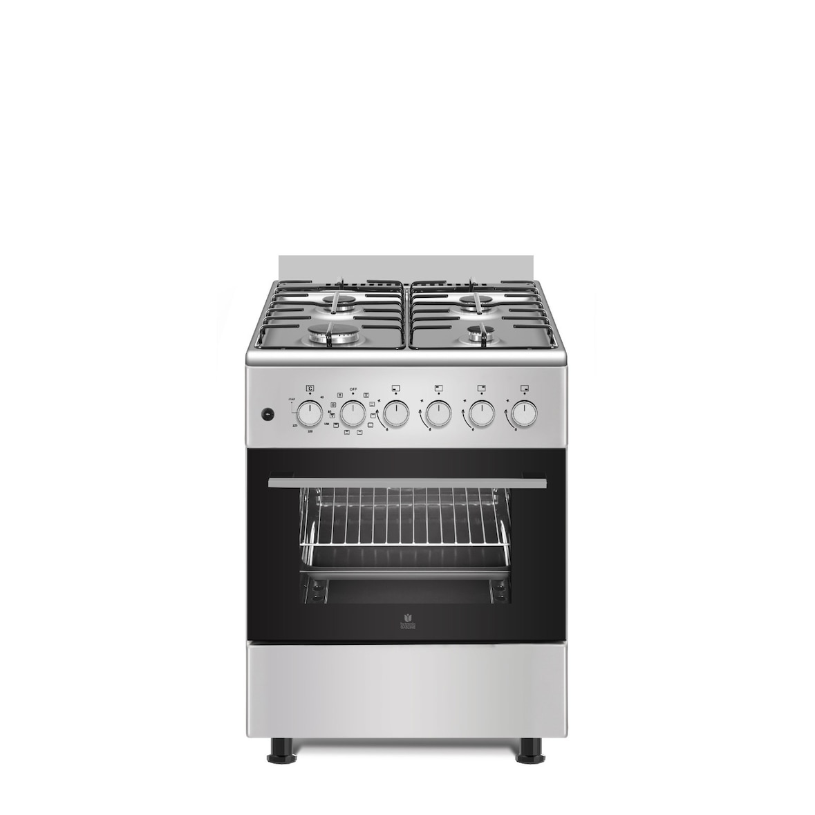 Gasline Gas-Elektro Standherd mit Elektrobackofen SHGE6060FGIX mit Gaskochfeld 50cm Edelstahl