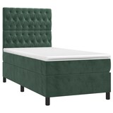 thumbnail of vidaXL Boxspringbett mit Matratze & LED Dunkelgrün 100x200 cm Samt