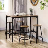 thumbnail of Set Tavolo Alto e 4 Sgabelli in MDF e Metallo Marrone e Nero