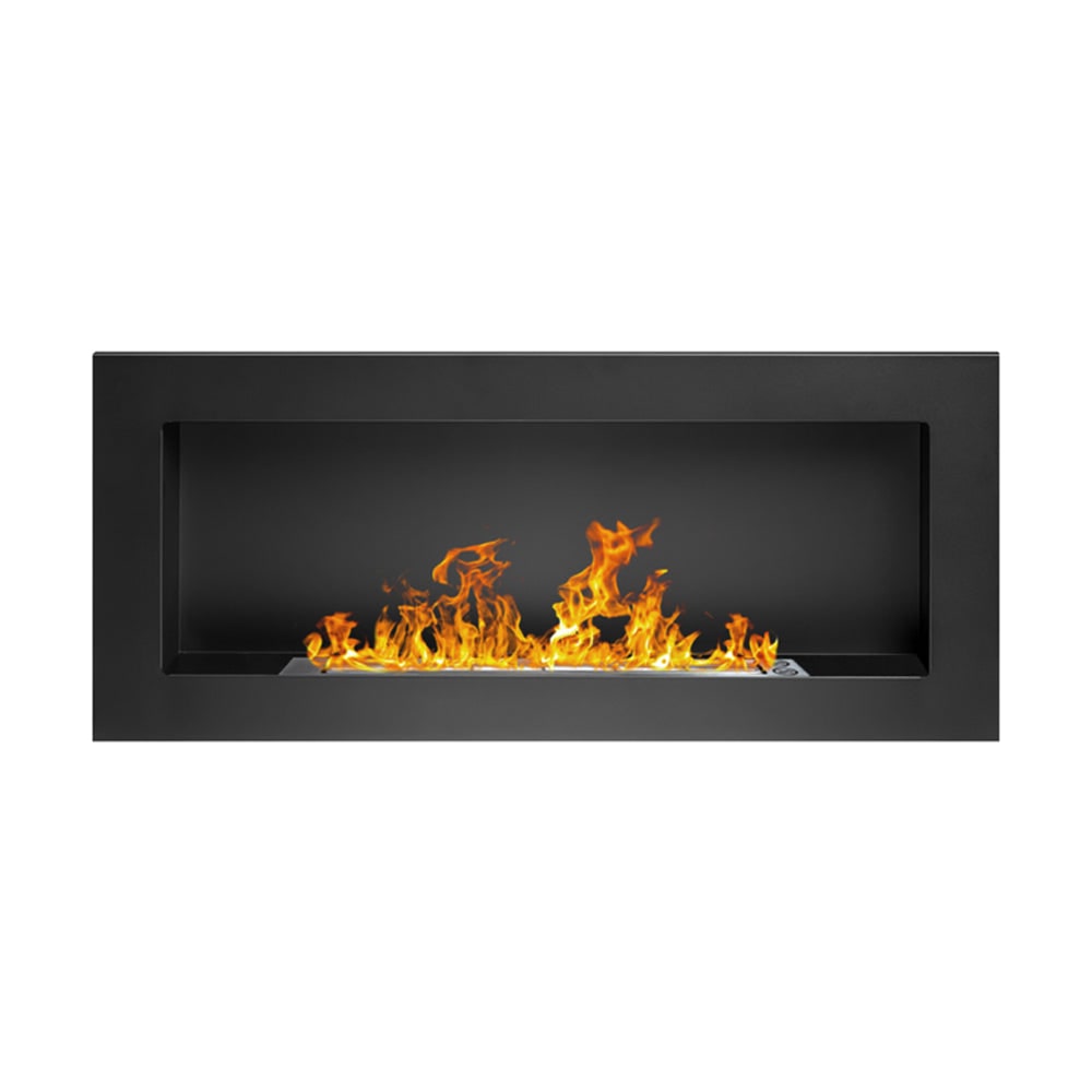 Lareira a bioetanol Lucca Black, para parede ou embutida, C 90 x L 12 x A 40