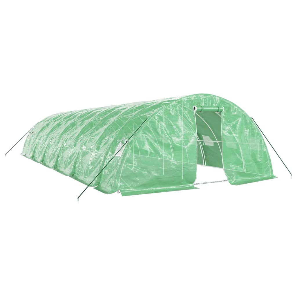 Helloshop26 - Gewächshauszelt für Pflanzen Blumen und Gemüse mit Stahlrahmen 60 m² 12 x 5 x 2,3 m grün 02_0044614