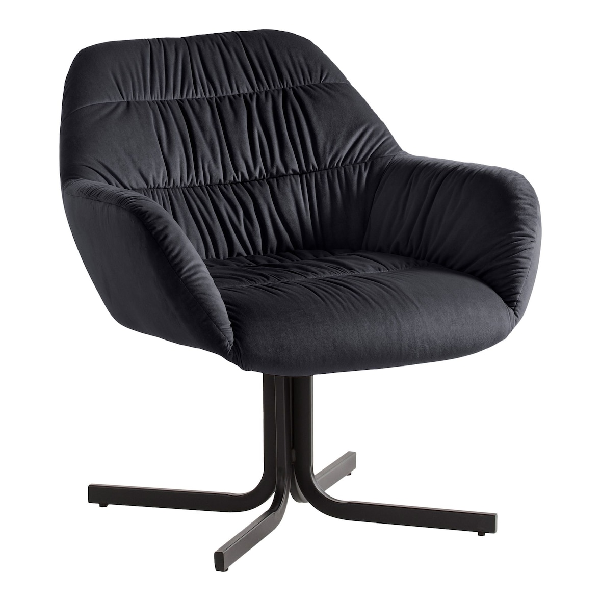Loungesessel Samt Schwarz Design Clubsessel mit Metallbeine, Schalenstuhl gepolstert mit Rückenlehne, Cocktailsessel Lounge Armlehnen, Sessel mit