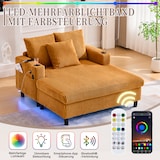 thumbnail of Übergroßer Relaxsessel mit Corduroy-Bezug, LED-Mehrfarbenlicht, USB-Anschluss, Getränkehalter, ergonomisch und komfortabel 128x142cm, Senfgelb