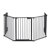 thumbnail of Relaxdays Kaminschutzgitter 5 Elemente, Kamingitter Kinderschutz, Stahl, mit Tür, Kamin Absperrgitter, H: 75 cm, schwarz