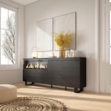 thumbnail of Aparador sala de jantar, Sala, Cozinha, Entrada, TV, 208x35x87cm, 4 Portas, Lareira eléctrica XXL, Design industrial, Estilo moderno, Preto _ 416_4