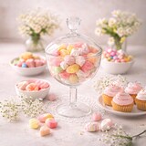 thumbnail of Bonbonnière en verre avec diamant h24cm