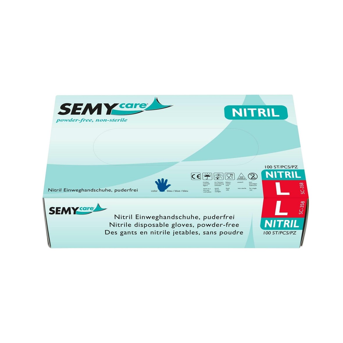 SemyCare Nitril-Einweghandschuhe - blau - 1000 Einmalhandschuhe - Gr. XL