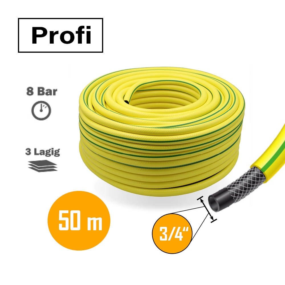 Profi Gartenschlauch 3/4 Zoll 50m gelb