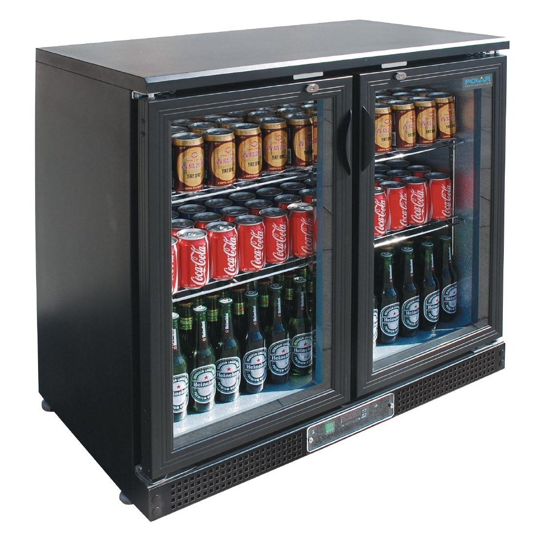 Arrière-bar 2 portes battantes vitrées 198 Litres noir, 230 W, 220 V - MONO