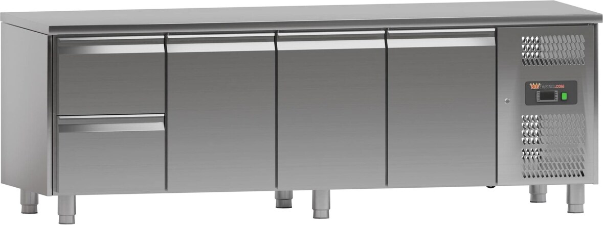 Kühltisch - 2,2 x 0,7 m - 3 Türen und 2 Schubladen - IDEAL
