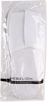 thumbnail of 100 Paar Slipper "Classic" offen Weiss Einheitsgröße 28,5 cm lang Hotelslipper Hotelhausschuhe Einwegslipper Gästehausschuhe