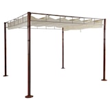 thumbnail of Pergola HWC-L42, Garten Pavillon Terrassenüberdachung, stabiles 7cm-Metall-Gestell 3x3m Bambus-Optik ~ creme-weiß